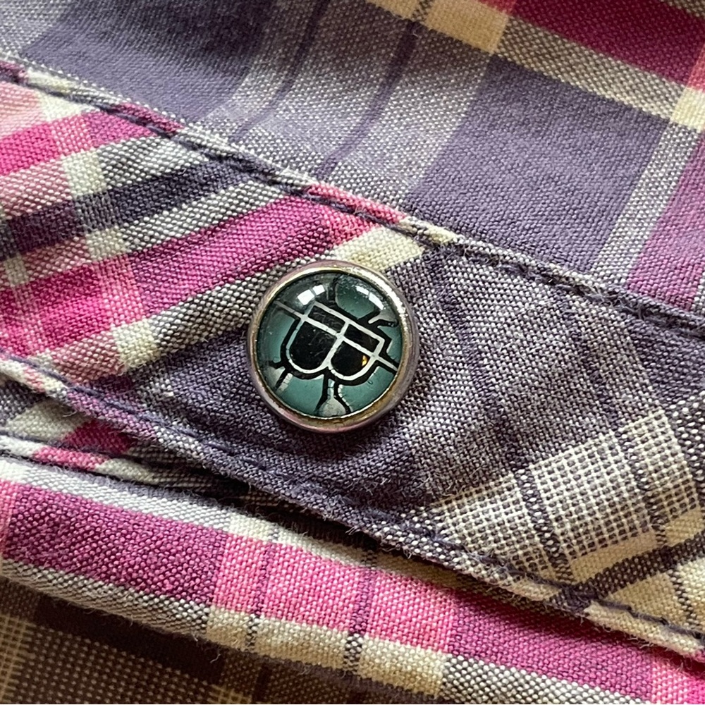 Burton Plaid Shirt with Pink and Purple Accents - Picture 5 of 11